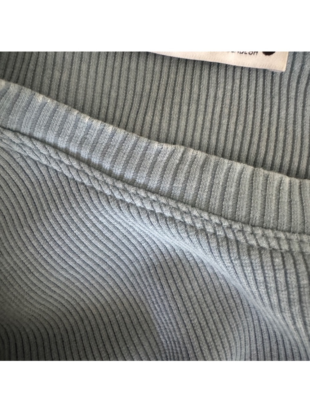 Zara Light Blue Ribbed Ruffle Sleeve Crop Top - Picture 5 of 6